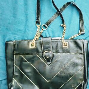 Elegant Black Tote Bag with Gold Accents